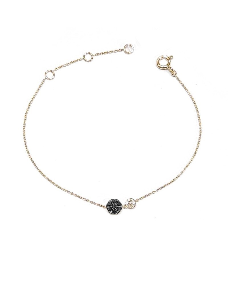 Bracelet Crivelli en Or Rose avec Double Pavé de Diamants Blancs et Noirs