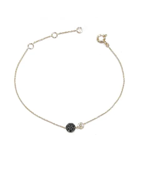 Crivelli Bracelet in Rose Gold with Double Pavé of White and Black Diamonds
