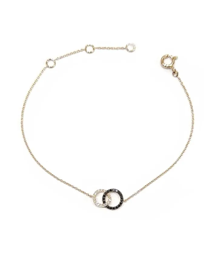 Crivelli Bracelet in Rose Gold with Double Pavé of White and Black Diamonds