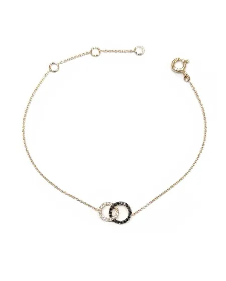 Bracelet Crivelli en Or Rose avec Double Pavé de Diamants Blancs et Noirs