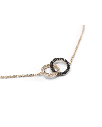 Crivelli Bracelet in Rose Gold with Double Pavé of White and Black Diamonds