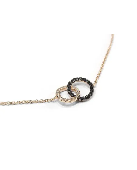 Bracelet Crivelli en Or Rose avec Double Pavé de Diamants Blancs et Noirs