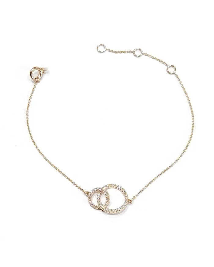 Crivelli Bracelet in Rose Gold with Double Pavé of White Diamonds