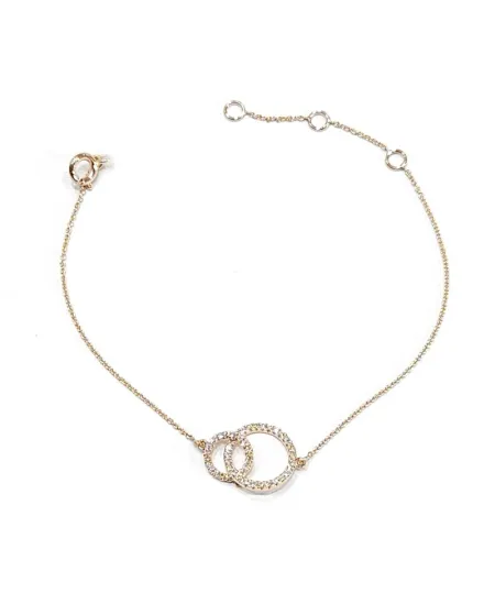 Bracciale Crivelli in Oro Rosa con Doppio Pavé di Diamanti Bianchi