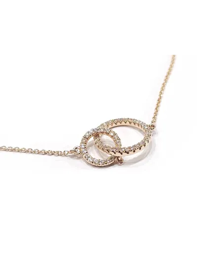 Bracciale Crivelli in Oro Rosa con Doppio Pavé di Diamanti Bianchi