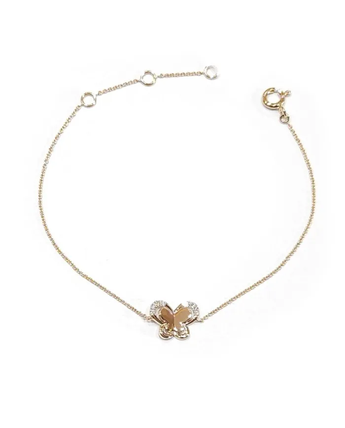 Bracelet Crivelli en or rose avec papillon et diamants