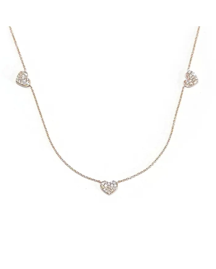 Collana Crivelli in Oro Rosa con Cuori e Diamanti