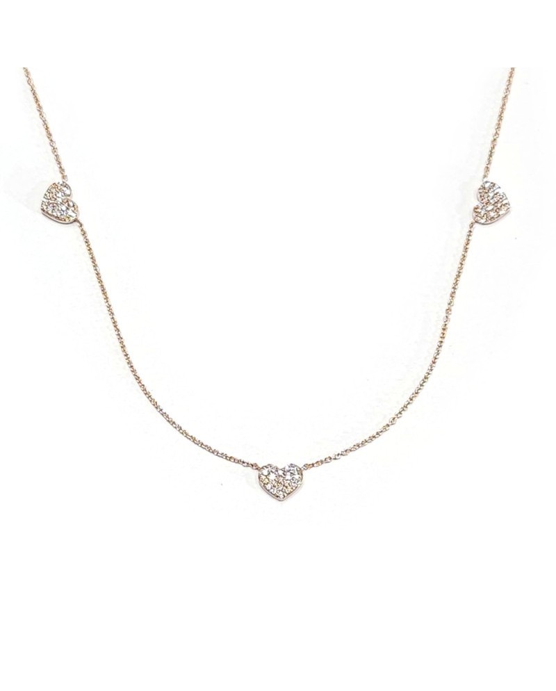 Collier ras du cou Crivelli en or rose avec cœurs et diamants