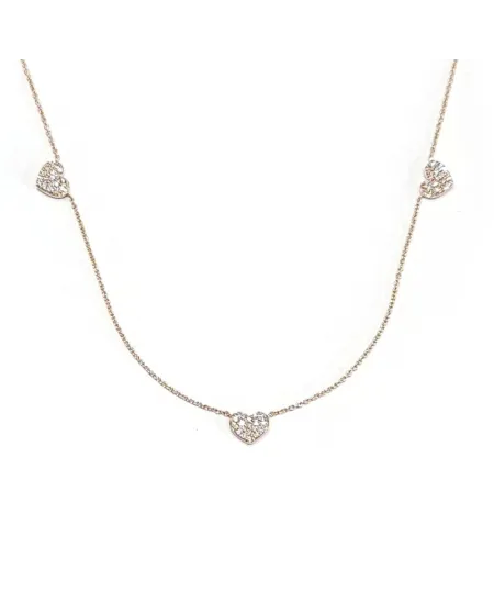 Collier ras du cou Crivelli en or rose avec cœurs et diamants