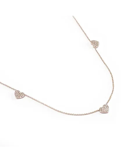 Collana Crivelli in Oro Rosa con Cuori e Diamanti