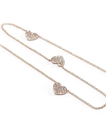 Collana Crivelli in Oro Rosa con Cuori e Diamanti
