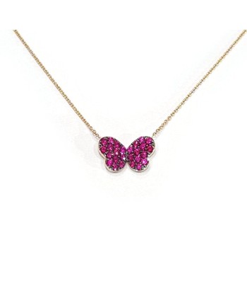Crivelli Necklace in Rose Gold with Ruby Butterfly