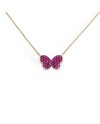 Crivelli Necklace in Rose Gold with Ruby Butterfly