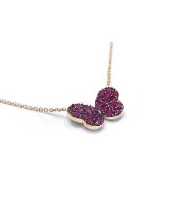 Crivelli Necklace in Rose Gold with Ruby Butterfly