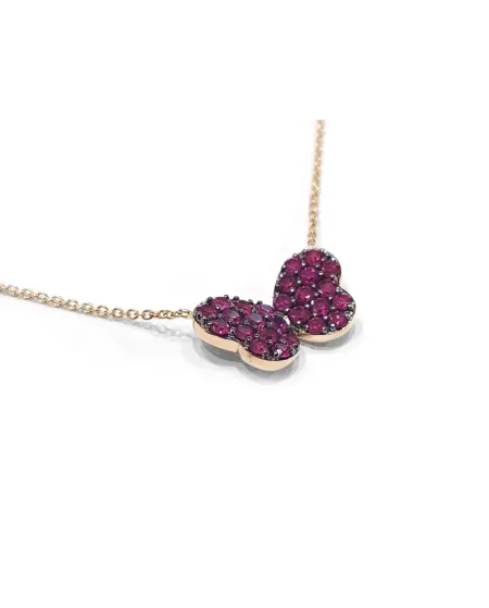 Collier Crivelli en or rose avec papillon rubis