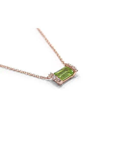 Collier Crivelli en or rose avec péridot et diamants