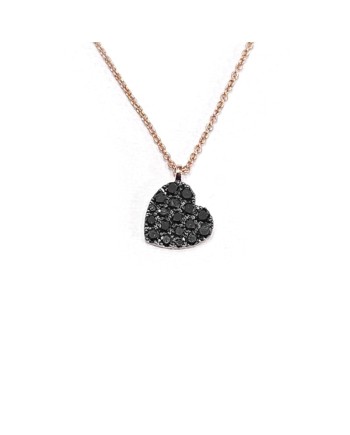 Collier Crivelli en Or Rose avec Coeur de Diamants Noirs