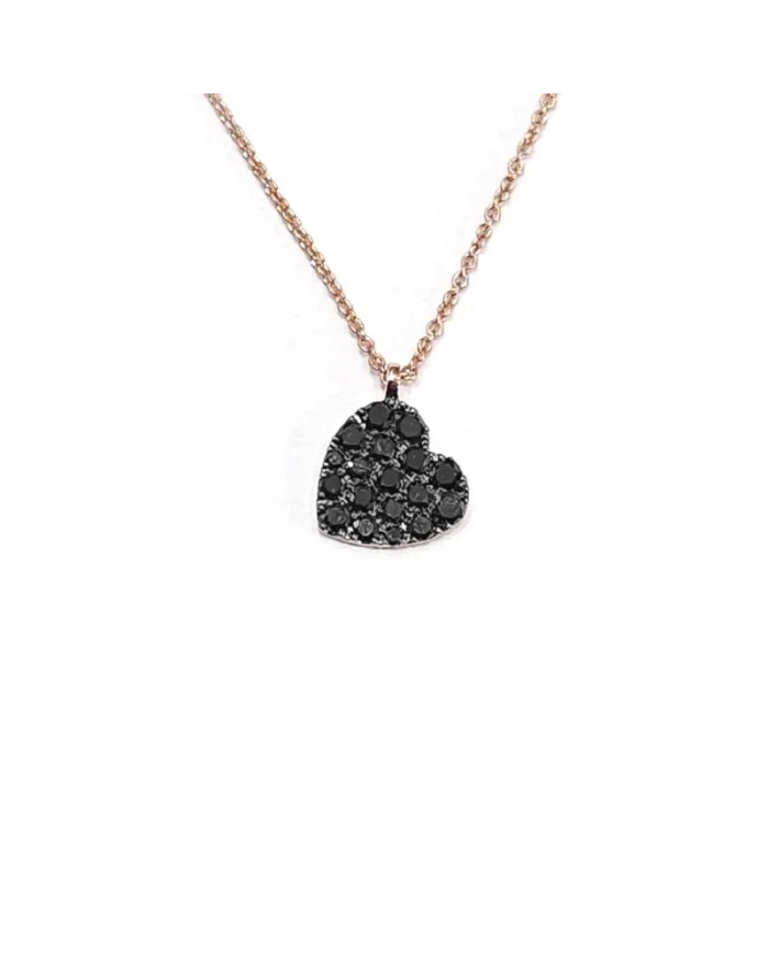 Collier Crivelli en Or Rose avec Coeur de Diamants Noirs