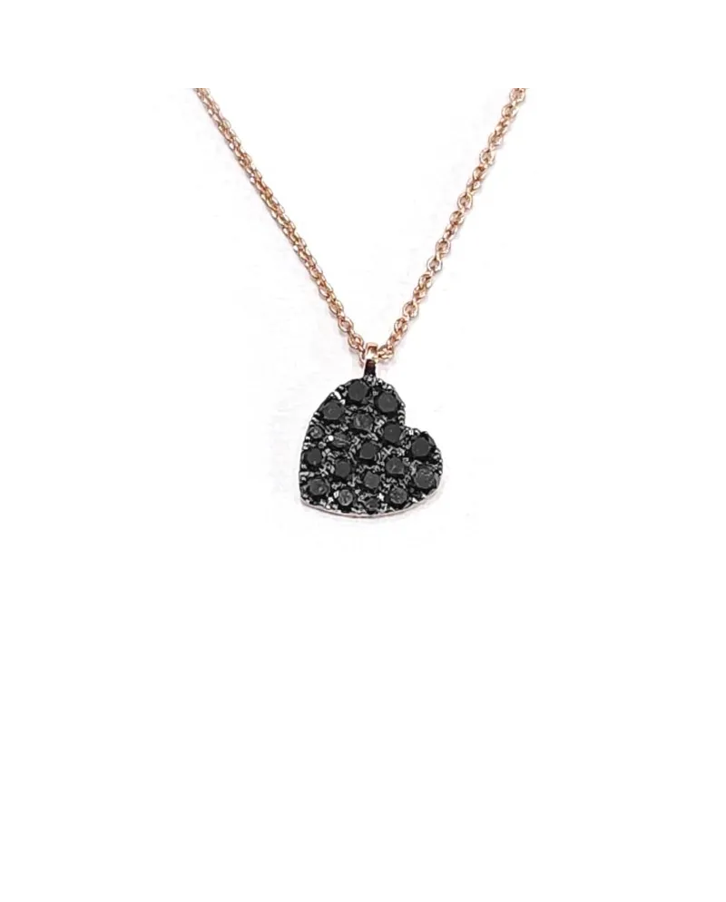 Collier Crivelli en Or Rose avec Coeur de Diamants Noirs