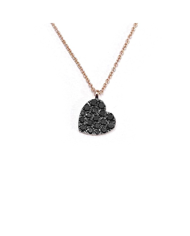 Crivelli Rose Gold Necklace with Black Diamond Heart