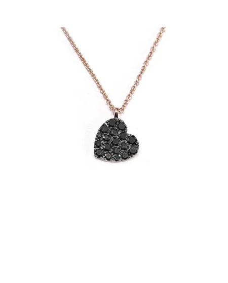 Collier Crivelli en Or Rose avec Coeur de Diamants Noirs