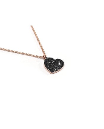 Crivelli Rose Gold Necklace with Black Diamond Heart