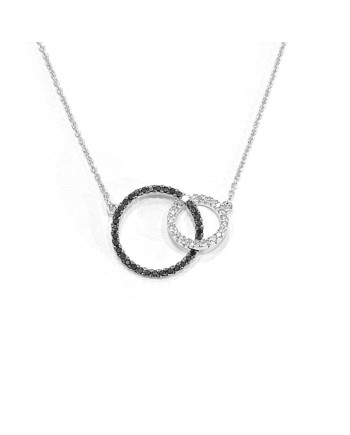 Collana Crivelli in Oro Bianco con Doppio Pavé di Diamanti Bianchi e Neri