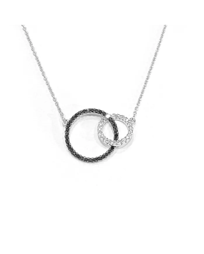 Crivelli Necklace in White Gold with Double Pavé of White and Black Diamonds