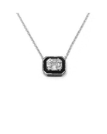 Collier Crivelli en or blanc avec pendentif diamant et onyx