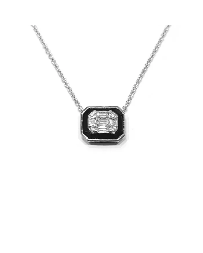 Crivelli Necklace in White Gold with Diamond and Onyx Pendant
