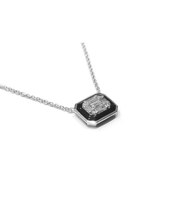 Collier Crivelli en or blanc avec pendentif diamant et onyx