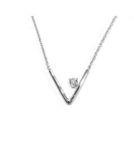 Collier ras du cou Crivelli en or blanc avec diamant