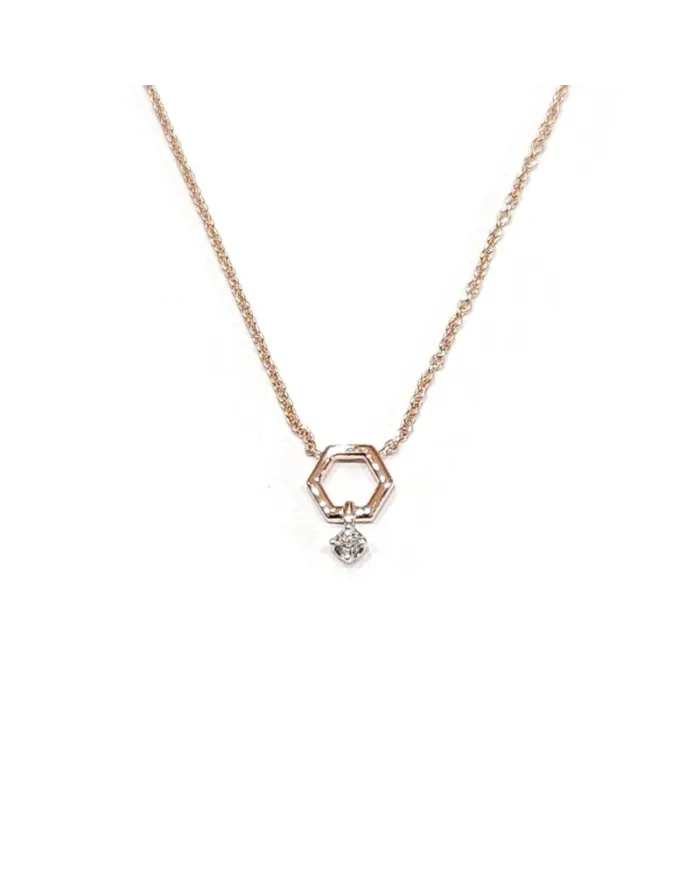 Collier ras du cou Crivelli en or rose avec diamant