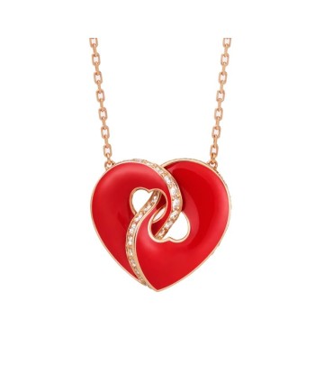 Crivelli Abbraccio Necklace in Rose Gold with Enamelled Heart Pendant with Diamonds