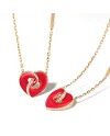 Collana Crivelli Abbraccio in Oro Rosa con Pendente Smaltato Cuore con Diamanti