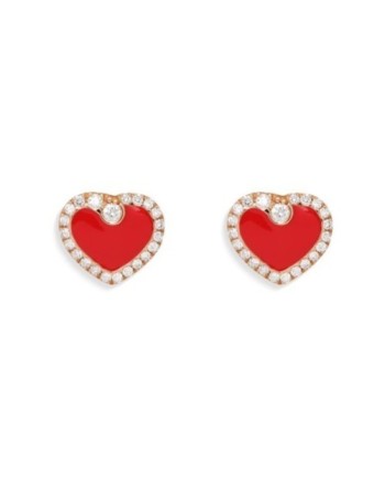 Crivelli Earrings in Rose Gold with Diamonds and Enamelled Heart