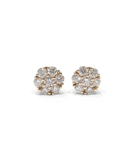 Boucles d'oreilles Crivelli en or rose avec pavé de diamants blancs