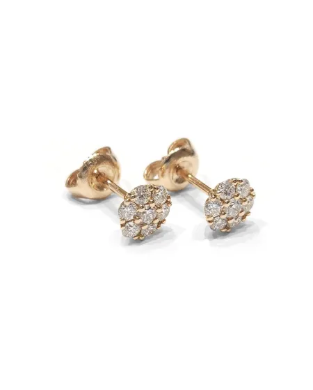 Boucles d'oreilles Crivelli en or rose avec pavé de diamants blancs