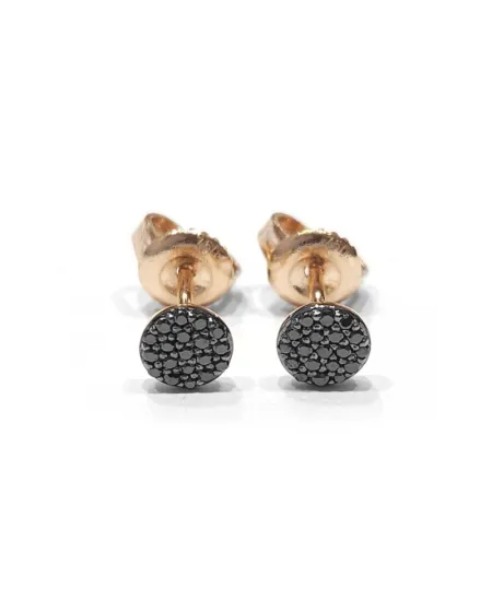 Boucles d'oreilles Crivelli en or rose avec pavé de diamants noirs