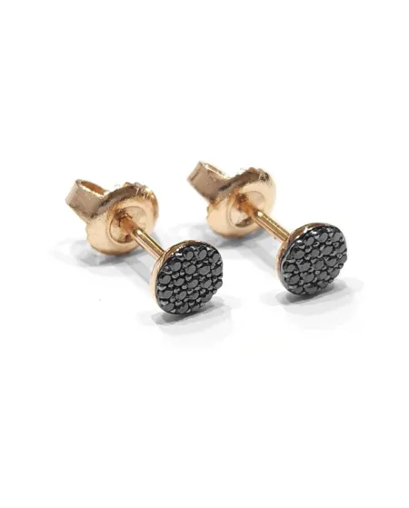 Boucles d'oreilles Crivelli en or rose avec pavé de diamants noirs