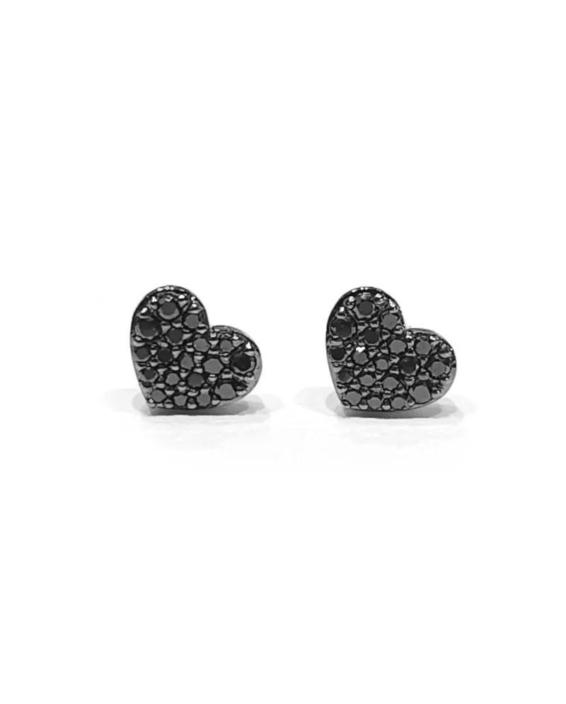 Orecchini Crivelli in Oro Bianco e Diamanti Neri con Cuore