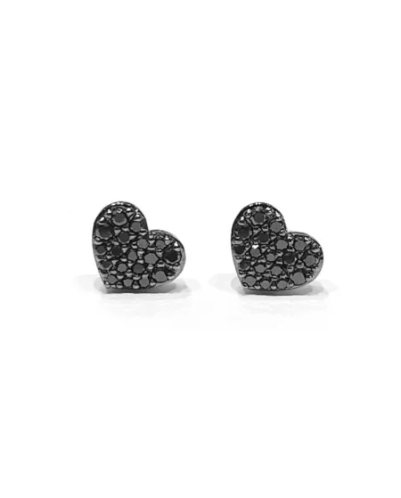 Orecchini Crivelli in Oro Bianco e Diamanti Neri con Cuore