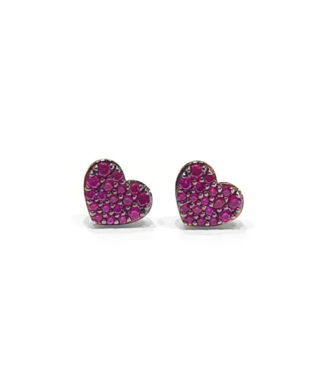 Crivelli Earrings in Rose Gold and Rubies with Heart