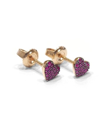 Crivelli Earrings in Rose Gold and Rubies with Heart