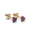 Orecchini Crivelli in Oro Rosa e Rubini con Cuore