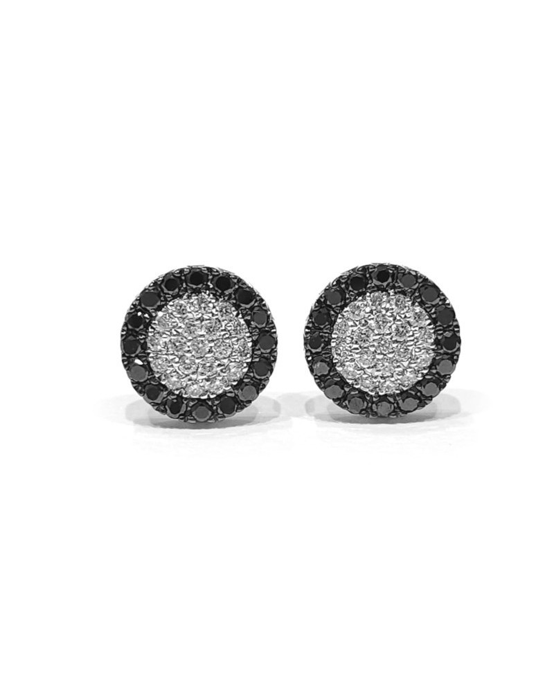 Crivelli Earrings in White Gold with Pavé of White and Black Diamonds