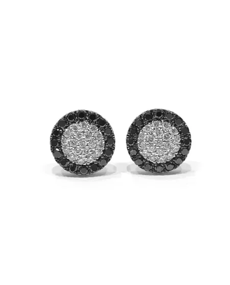 Crivelli Earrings in White Gold with Pavé of White and Black Diamonds