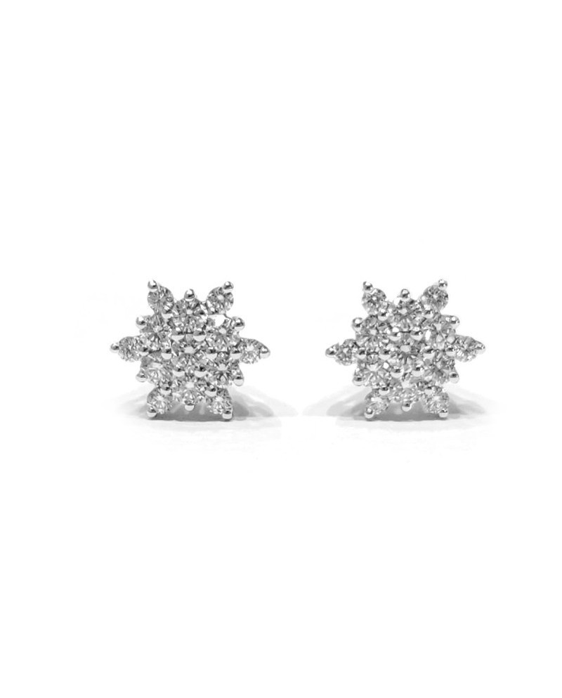 Boucles d'oreilles Crivelli en Or Blanc avec Pavé de Diamants Blancs