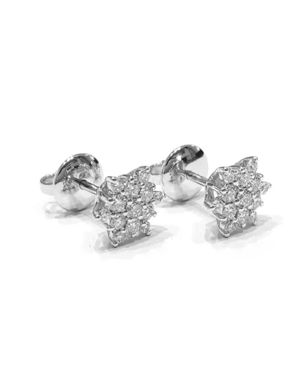 Boucles d'oreilles Crivelli en Or Blanc avec Pavé de Diamants Blancs