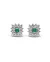 Boucles d'oreilles Crivelli en or blanc et diamants avec émeraudes